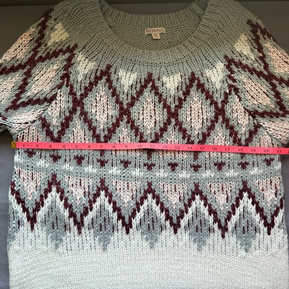 Merona sweater women XXL fair isle alpaca blend long sleeve oversized multicolor - Picture 7 of 9